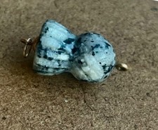 Vintage Gold carved Scottish Aberdeen Grey Granite lucky Thistle charm pendant