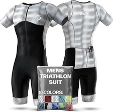 SLS3 Mens Triathlon Suit - Tri Suit Mens Short Sleeve - Breathable, Quick Drying