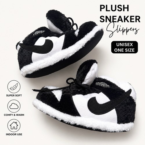 Black white plush sneaker - black,