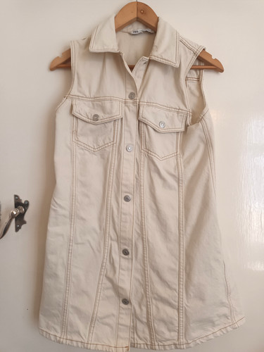 Zara cream denim sleeveless - cream,