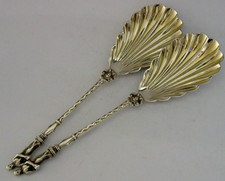 ENGLISH VICTORIAN STERLING SIVER MAIDEN SERVING SPOONS 1894 ANTIQUE 96g