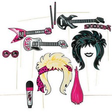 Pack of 12 - Rock Star Photo Stick Props Birthday Photo Booth Party Decor