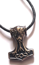 Thor's hammer pendant on black