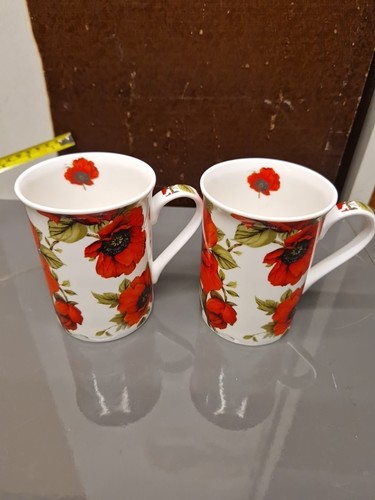 Red poppy mugs 2 - poppy, excellent