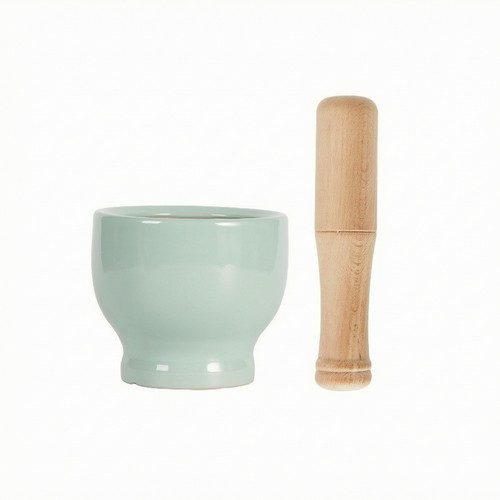 Ceramic mortar with wooden - mortar,