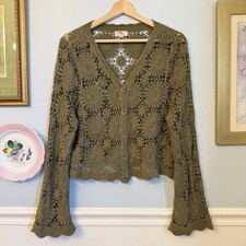 Green Floral Crochet Cardigan