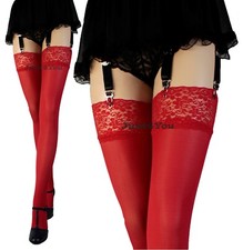 Lace Top Stockings size S - 4XL Microfibre 40 den or 60den Suspender Stockings