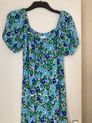 Ladies green blue floral - green/blue, dress
