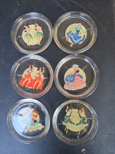 Mcm 1950 glass tiki coasters - mcm,
