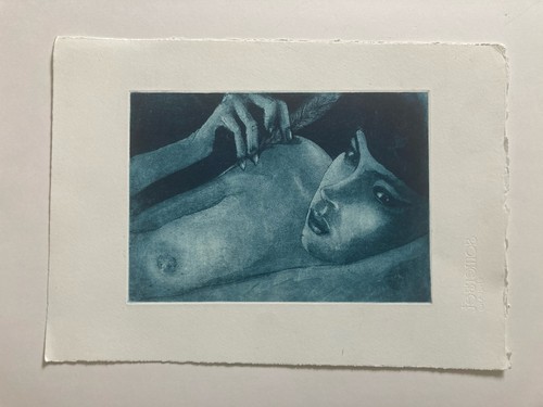Vintage etching female nude - vintage,