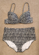 Jasper Conran navy peg pattern bikini 36B top 16 bottoms