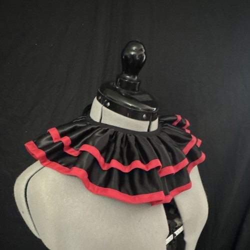Black satin ruffled - black,
