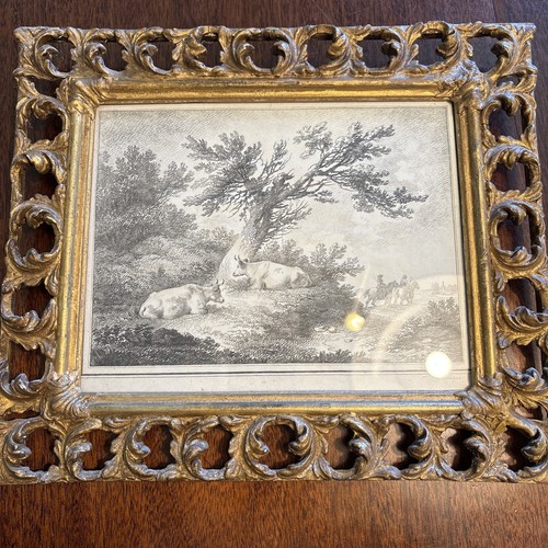 Antique gilt frame engraving - frame,