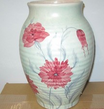 E. RADFORD pottery hand painted  VASE C.1950. Pink flowers. Stunning.