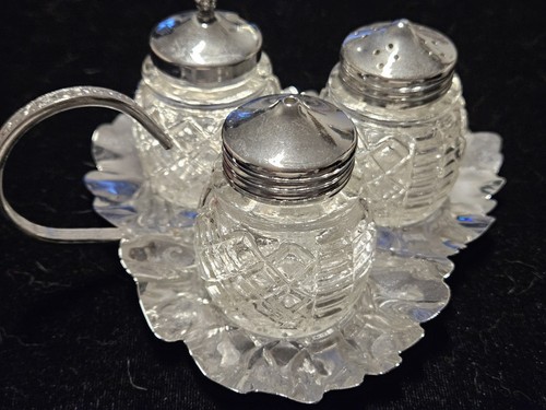 Cruet set cut glass - cruet,