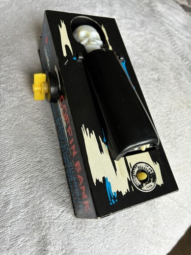 Vintage skeleton coffin bank - coffin,
