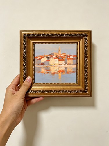 Small town beside lake - small,