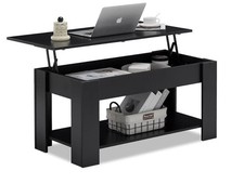 Coffee Table With Storage Lift Top Up Drawer Shelf Wooden Living Room Black UK
