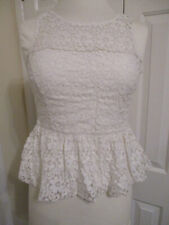 Jack Wills - White lace, sleeveless, lined, peplum style  top- Size UK10
