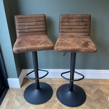 2x Faux Matte Suede Leather Bar Stools Breakfast Chairs Barstools Adjustable