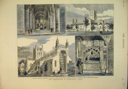 Original old antique print - old,