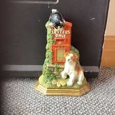 Cast Iron Dog With Cat  Door Stop on Ruffled Mound Base Orig Paint 10” X 7”