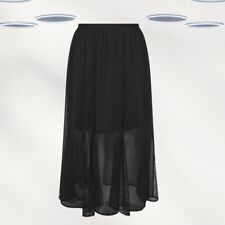 Ex Women's Plus Size Lace Godet Design Maxi Skirt in Black