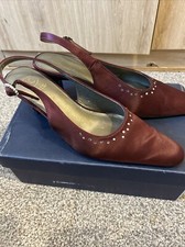 K Shoes Wide Fit Burgundy Sling Back Low Heeled Shoes Size 4