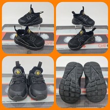 nike huarache run toddlers Size 4.5 infants black yellow kids eu 21 us 5c 