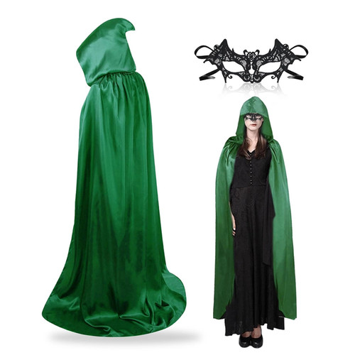 Green halloween hooded cloak - green,