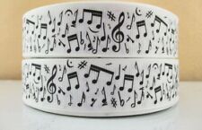 Musical Notes Grosgrain Ribbon 22mm wide 1m 2m 5m White