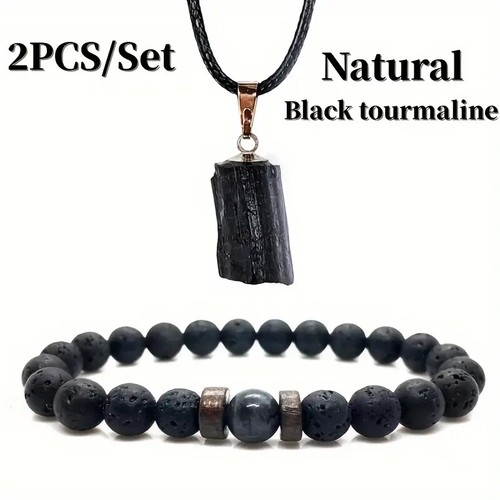 Pcs black tourmaline bead - 2,