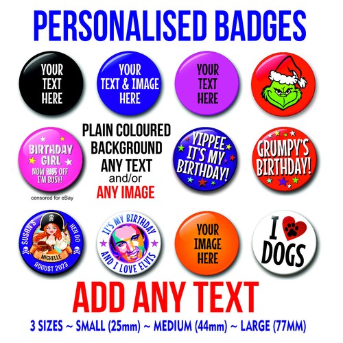 Personalised birthday badges - personalised,