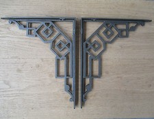 PAIR OF ANTIQUE ART DECO CAST IRON SHELF BRACKETS SHELVING SINK CISTERN BRACKET