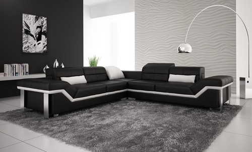 Modern large leather sofa - leather,