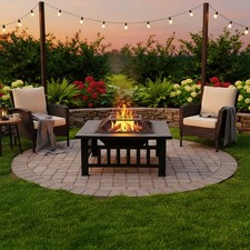 Outdoor Fire Pit Metal Garden Square Stove Brazier For Barbecue,Heating/Cooling
