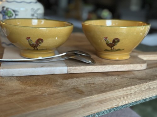 Pair vintage pottery bowls - pair,