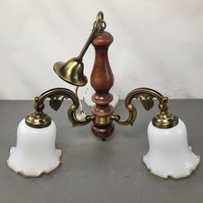 Vintage Wooden & Brass 3 Arm