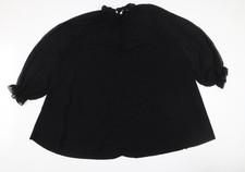 Zara Women Black Chiffon Ruffle High Neck Shift Dress XL