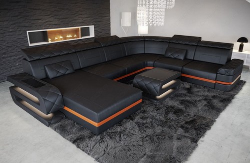 Leather couch sofa - , living