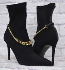 GUESS WOMEN'S BLACK CHAIR DE-TAIL PADDED FORSTA POINTED TOE STILLETTO BOOTIES 8