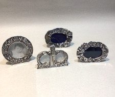 Collection 4x Vintage SILVER SCENES Miniature PHOTO FRAMES in Silver Plate