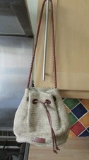 Tula hessian ladies drawstring top hand bag , great condition