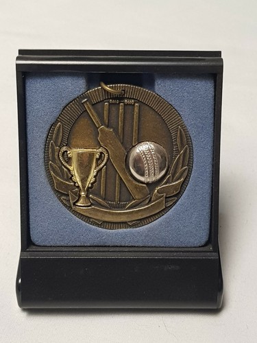 Cricket medal 50mm - cricket, bronze