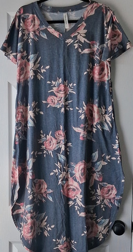 Tickled teal shirt - dress, l