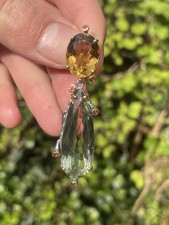 9ct Gold On Silver Huge Pear Drop Amethyst Red Topaz Citrine Pendant 14 Grams