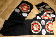 Stunning Vintage Japanese Black, Gold, silver & Red Fukuro-Obi Sash
