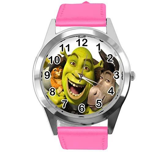 Hot pink leather round watch - hot,