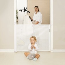 Momcozy Retractable Stair Gate for Baby Extra Wide Baby Safety Gate White 140cm