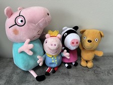 Peppa Pig Soft Toys  Bundle daddy George Teddy & zebra great condition 4 toy set